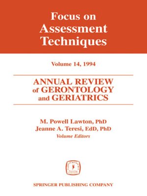 cover image of Annual Review of Gerontology and Geriatrics, Volume 14, 1994
